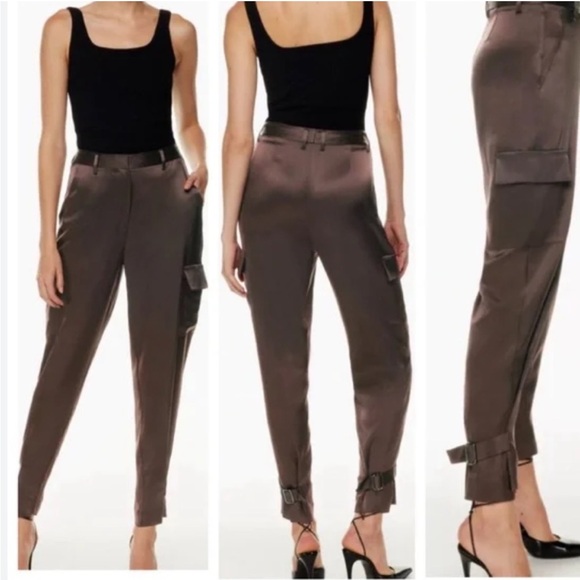 BABATON refined silk cargo pants, chocolate - Picture 1 of 8